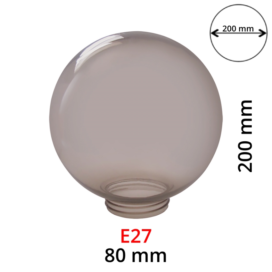 Запасний абажур для настінного світильника димчастий для світильників E27 діаметром 20 см