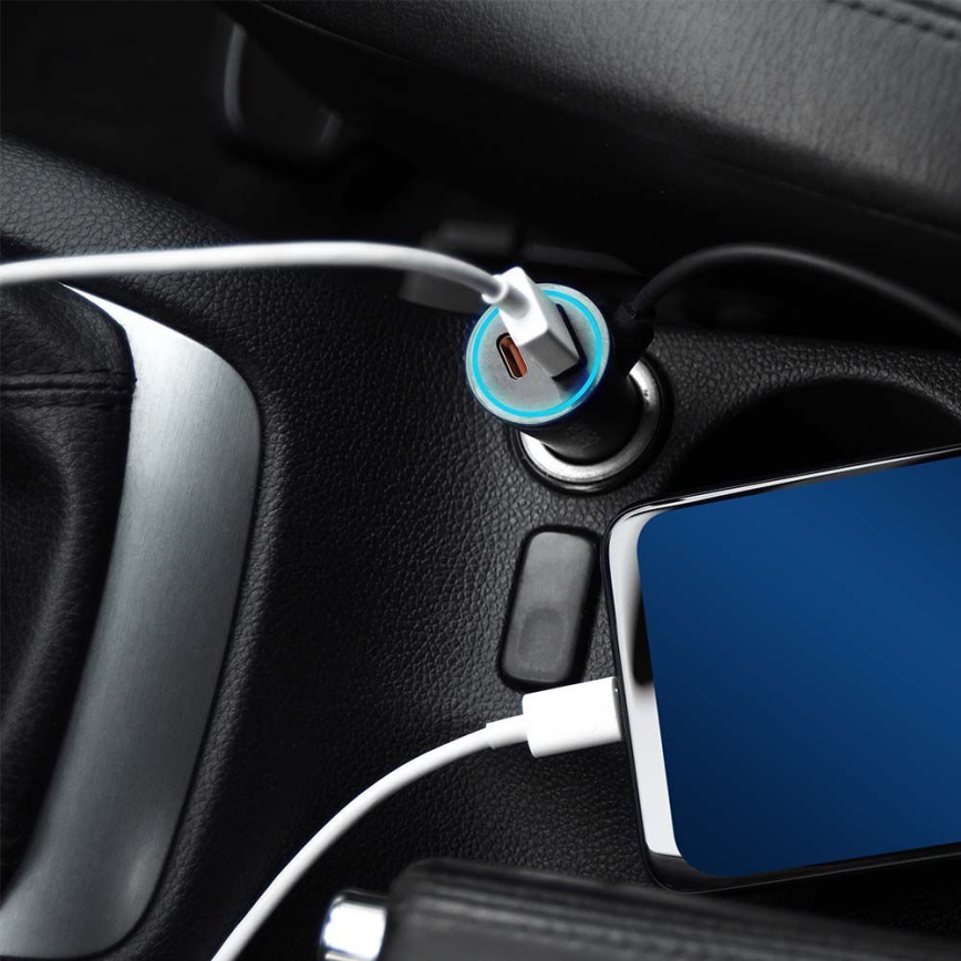 Зарядний пристрій для автомобіля Power Delivery 20W 12-24V/3A USB/C чорний