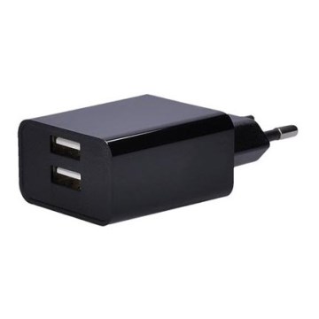 Зарядный адаптер 2xUSB/3100mA/230V черный