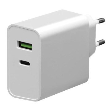 Зарядный адаптер  USB-C Power Delivery + USB-A 45W/230V белый