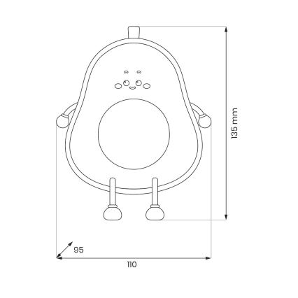LED затемнюваний акумуляторний сенсорний дитячий нічник AVOCADO LED/1W/5V 1200 mAh