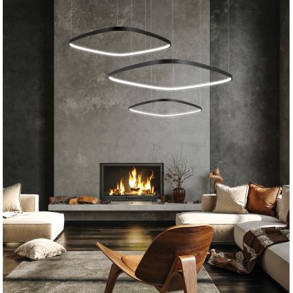 LED люстра на тросі з регулюванням яскравості LORENZO LED/70W/230V 3000/4000/6000K чорна + пульт дистанційного керування
