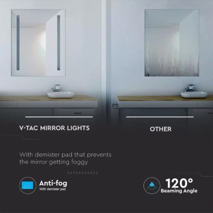 Зеркало для ванной комнаты со светодиодной подсветкой и подогревом LED/17W/230V IP44