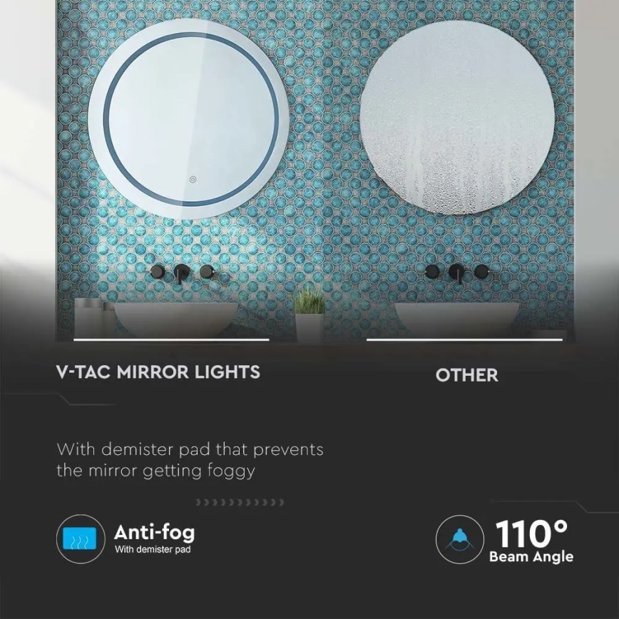 Зеркало для ванной комнаты со светодиодной подсветкой и подогревом LED/25W/230V IP44 3000K/4000K/6400K
