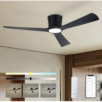ZEVENTI - Диммируемый LED потолочный вентилятор AUREX LED/24W/230V 3000/4000/6000K Wi-Fi Tuya черный + пульт дистанционного управления