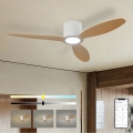 ZEVENTI - Диммируемый LED потолочный вентилятор VENTORA LED/24W/230V 3000/4000/6000K Wi-Fi Tuya белый/дуб + пульт дистанционного управления