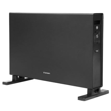 ZEVENTI - Електричний обігрівач/конвектор з LCD дисплеєм 1250/2000W/230V чорний + пульт дистанційного керування
