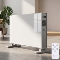 ZEVENTI - Електричний прямий нагрівач/конвектор з LCD-дисплеєм  1250/2000W/230V білий + дистанційне керування