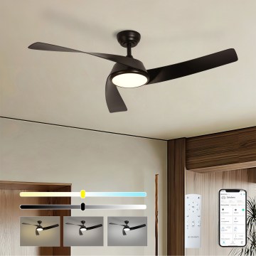 ZEVENTI - LED диммируемый потолочный вентилятор AERYS LED/24W/230V 3000/4000/6000K Wi-Fi Tuya черный + пульт дистанционного управления