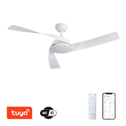 ZEVENTI - светодиодный диммируемый потолочный вентилятор AERYS LED/24Вт/230В 3000/4000/6000К Wi-Fi Tuya белый + пульт дистанционного управления