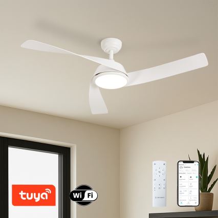 ZEVENTI - светодиодный диммируемый потолочный вентилятор AERYS LED/24Вт/230В 3000/4000/6000К Wi-Fi Tuya белый + пульт дистанционного управления