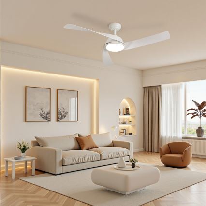ZEVENTI - светодиодный диммируемый потолочный вентилятор AERYS LED/24Вт/230В 3000/4000/6000К Wi-Fi Tuya белый + пульт дистанционного управления