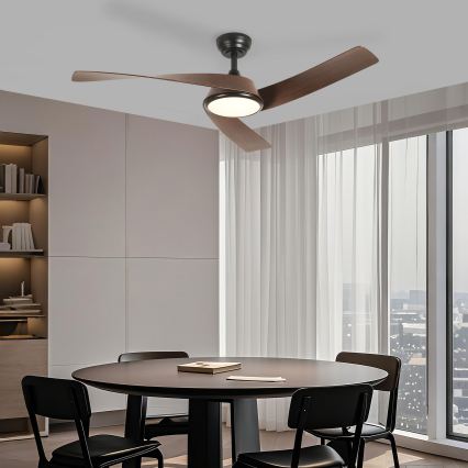ZEVENTI - диммируемый потолочный светодиодный вентилятор AERYS LED/24W/230V 3000/4000/6000K Wi-Fi Tuya черный/орех + дистанционное управление