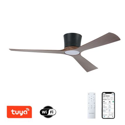 ZEVENTI - Диммируемый LED-потолочный вентилятор AUREX LED/24W/230V 3000/4000/6000K Wi-Fi Tuya чёрный/орех + пульт дистанционного управления