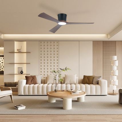ZEVENTI - Диммируемый LED-потолочный вентилятор AUREX LED/24W/230V 3000/4000/6000K Wi-Fi Tuya чёрный/орех + пульт дистанционного управления
