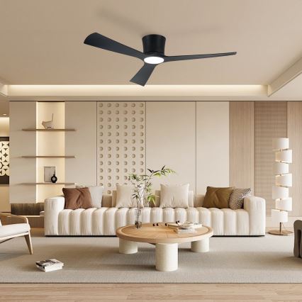 ZEVENTI - Диммируемый светодиодный потолочный вентилятор AUREX LED/24W/230V 3000/4000/6000K Wi-Fi Tuya черный + пульт дистанционного управления