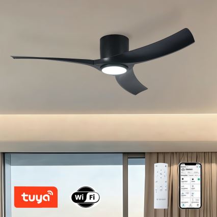 ZEVENTI - LED диммируемый потолочный вентилятор ORBITO LED/24W/230V 3000/4000/6000K Wi-Fi Tuya черный + пульт ДУ
