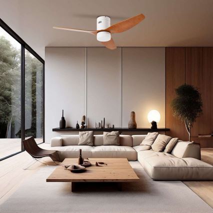 ZEVENTI - LED потолочный вентилятор PADUA LED/18Вт/230В 3000/4000/6000К Wi-Fi Tuya белый/коричневый + пульт дистанционного управления
