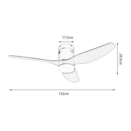 ZEVENTI - LED потолочный вентилятор PADUA LED/18Вт/230В 3000/4000/6000К Wi-Fi Tuya белый/коричневый + пульт дистанционного управления