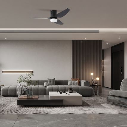 ZEVENTI - LED потолочный вентилятор PADUA LED/18W/230V 3000/4000/6000K Wi-Fi Tuya черный + пульт дистанционного управления