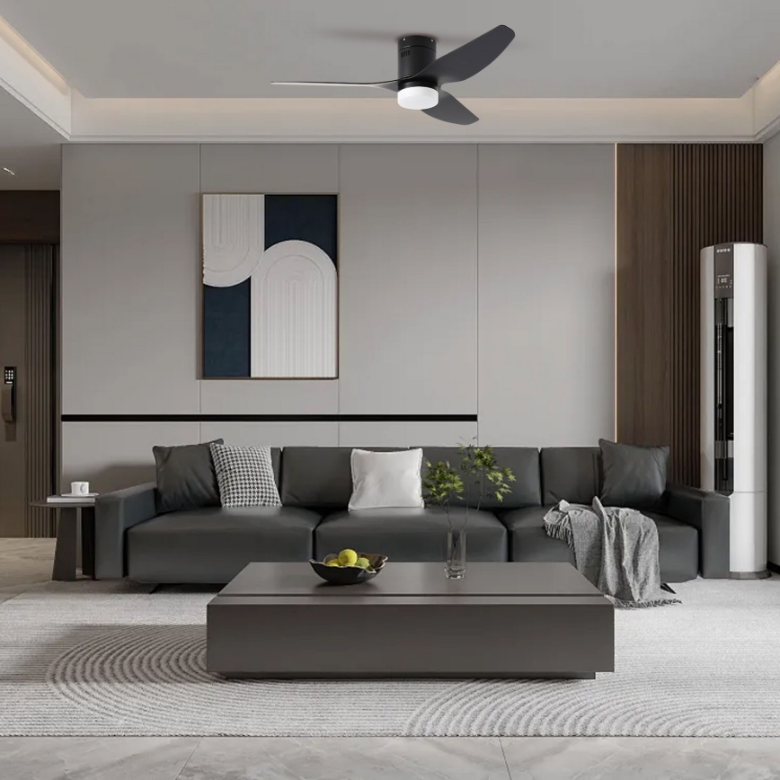 ZEVENTI - LED потолочный вентилятор PADUA LED/18W/230V 3000/4000/6000K Wi-Fi Tuya черный + пульт дистанционного управления