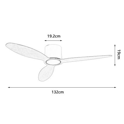 ZEVENTI - Диммируемый LED потолочный вентилятор VENTORA LED/24W/230V 3000/4000/6000K Wi-Fi Tuya белый/дуб + пульт дистанционного управления