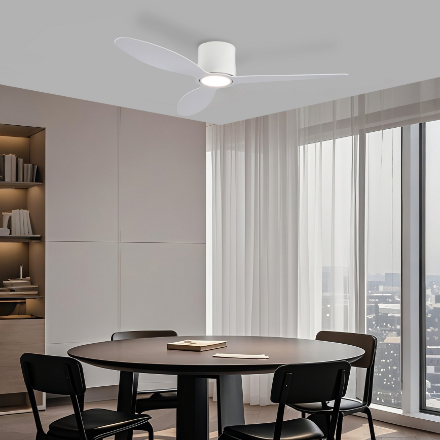 ZEVENTI - диммируемый светодиодный потолочный вентилятор VENTORA LED/24W/230V 3000/4000/6000K Wi-Fi Tuya bílá + пульт дистанционного управления