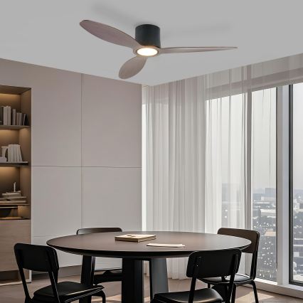 ZEVENTI - LED диммируемый потолочный вентилятор VENTORA LED/24W/230V 3000/4000/6000K Wi-Fi Tuya черный/орех + пульт дистанционного управления