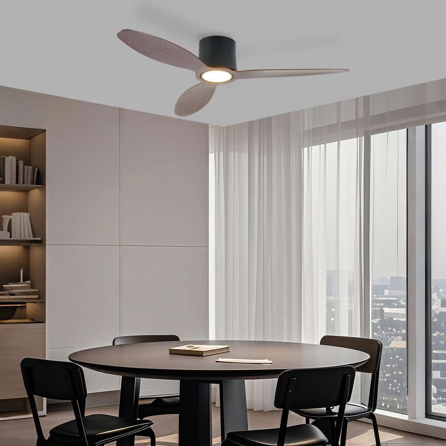 ZEVENTI - LED диммируемый потолочный вентилятор VENTORA LED/24W/230V 3000/4000/6000K Wi-Fi Tuya черный/орех + пульт дистанционного управления