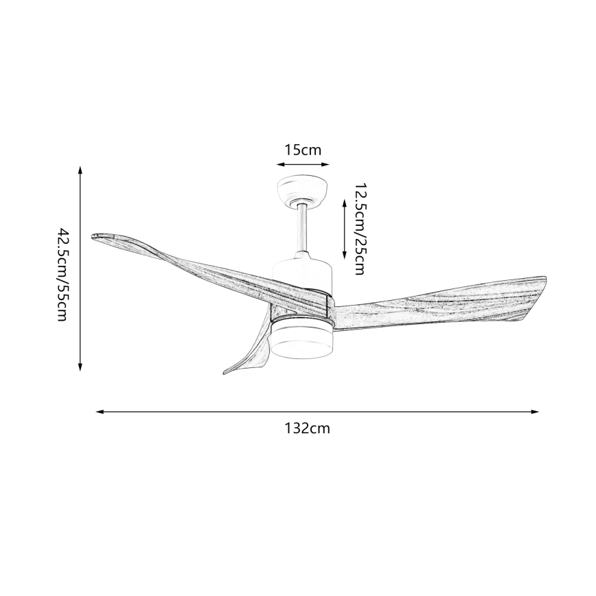 ZEVENTI - LED потолочный вентилятор NATURITO LED/18W/230V 3000/4000/6000K Wi-Fi Tuya черный/дуб + пульт дистанционного управления