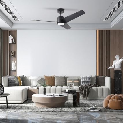 ZEVENTI - LED потолочный вентилятор ORVIETO LED/18W/230V 3000/4000/6000K Wi-Fi Tuya чёрный + пульт дистанционного управления