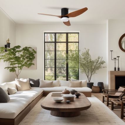 ZEVENTI - LED потолочный вентилятор PADUA LED/18W/230V 3000/4000/6000K Wi-Fi Tuya черный/коричневый + пульт дистанционного управления