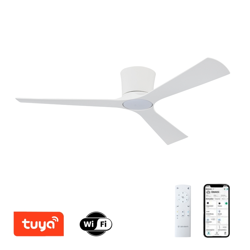 ZEVENTI - LED з регульованою яскравістю стельовий вентилятор AUREX LED/24W/230V 3000/4000/6000K Wi-Fi Tuya білий + дистанційне керування