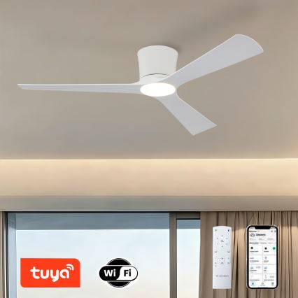 ZEVENTI - LED з регульованою яскравістю стельовий вентилятор AUREX LED/24W/230V 3000/4000/6000K Wi-Fi Tuya білий + дистанційне керування