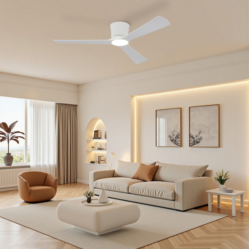 ZEVENTI - LED з регульованою яскравістю стельовий вентилятор AUREX LED/24W/230V 3000/4000/6000K Wi-Fi Tuya білий + дистанційне керування