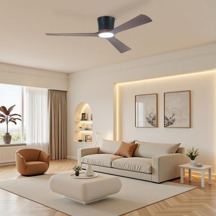 ZEVENTI - LED регульований стельовий вентилятор AUREX LED/24W/230V 3000/4000/6000K Wi-Fi Tuya чорний/горіх + пульт дистанційного керування