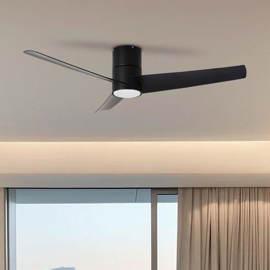 ZEVENTI - LED стельовий вентилятор BARROSA LED/18W/230V 3000/4000/6000K Wi-Fi Tuya чорний + пульт дистанційного керування