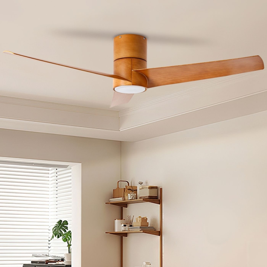 ZEVENTI - LED стельовий вентилятор BARROSA LED/18W/230V 3000/4000/6000K Wi-Fi Tuya коричневий + пульт дистанційного керування