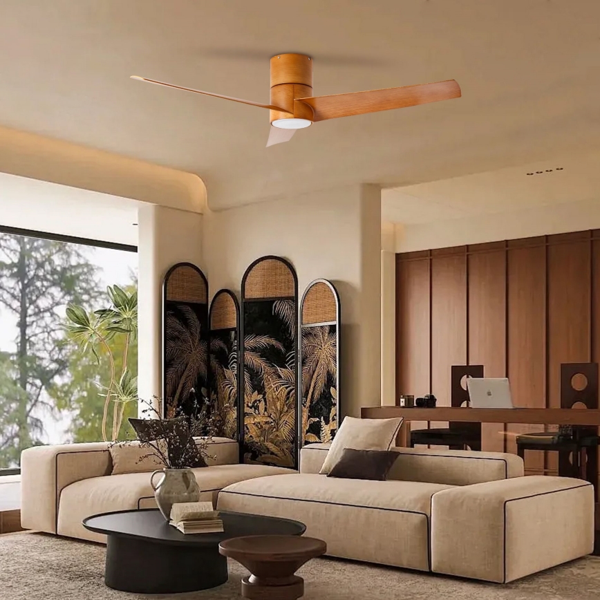 ZEVENTI - LED стельовий вентилятор BARROSA LED/18W/230V 3000/4000/6000K Wi-Fi Tuya коричневий + пульт дистанційного керування