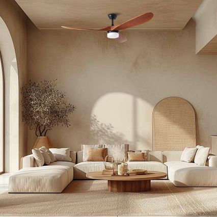 ZEVENTI - LED Стельовий вентилятор GINOSA LED/18W/230V 3000/4000/6000K Wi-Fi Tuya чорний/дуб + дистанційне керування