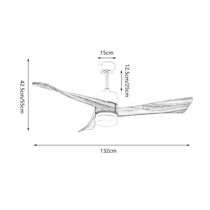 ZEVENTI - LED стельовий вентилятор NATURITO LED/18W/230V 3000/4000/6000K Wi-Fi Tuya білий/дуб + пульт дистанційного керування