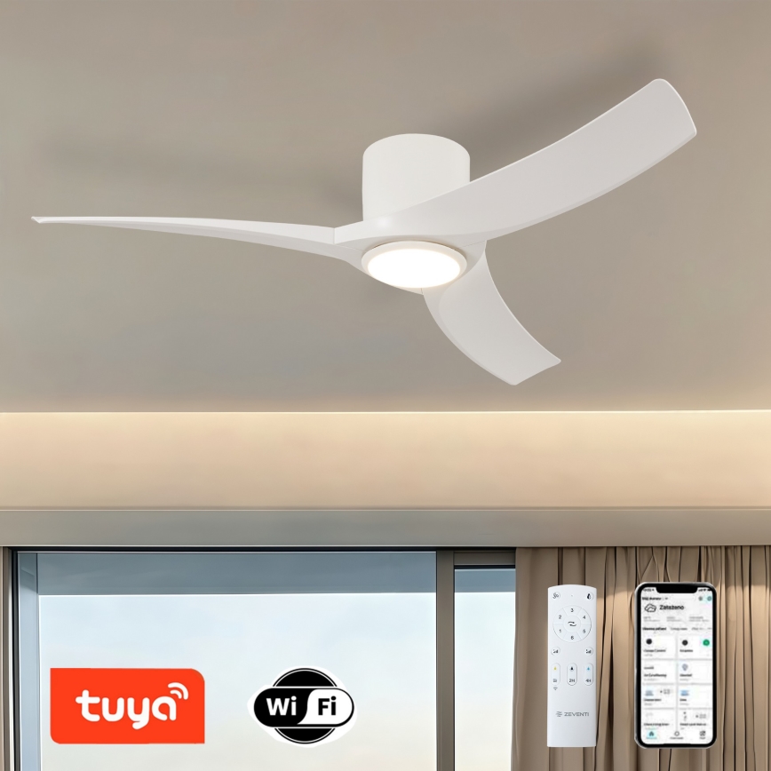 ZEVENTI - LED регульований по яскравості стельовий вентилятор ORBITO LED/24W/230V 3000/4000/6000K Wi-Fi Tuya білий + пульт дистанційного керування