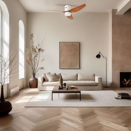 ZEVENTI - LED стельовий вентилятор PADUA LED/18W/230V 3000-6000K Wi-Fi Tuya білий/коричневий + пульт дистанційного керування