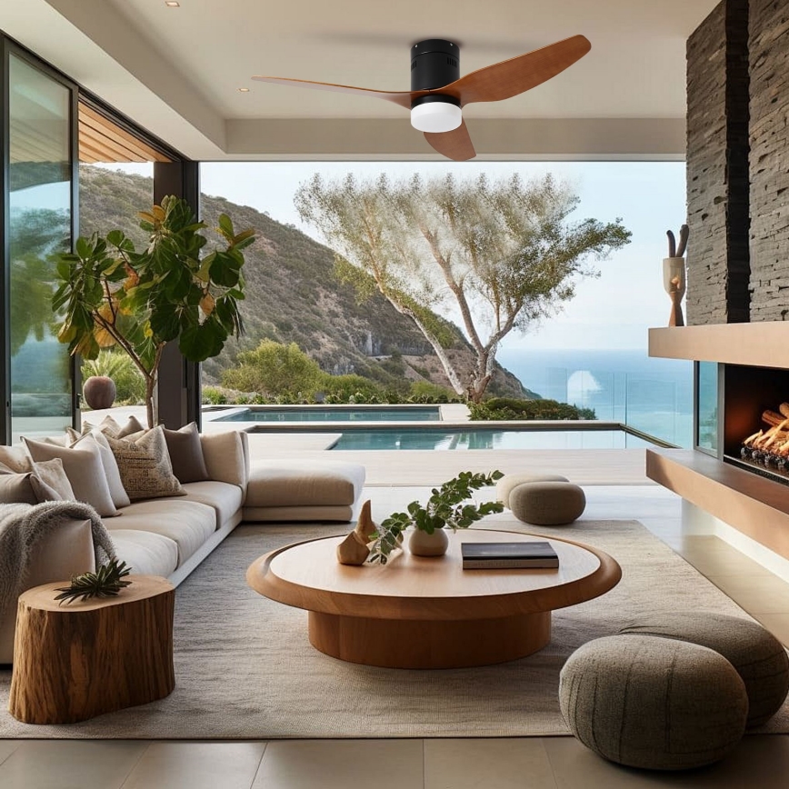 ZEVENTI - LED стельовий вентилятор PADUA LED/18W/230V 3000/4000/6000K Wi-Fi Tuya чорний/коричневий + пульт дистанційного керування