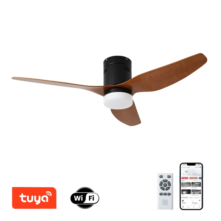 ZEVENTI - LED стельовий вентилятор PADUA LED/18W/230V 3000/4000/6000K Wi-Fi Tuya чорний/коричневий + пульт дистанційного керування