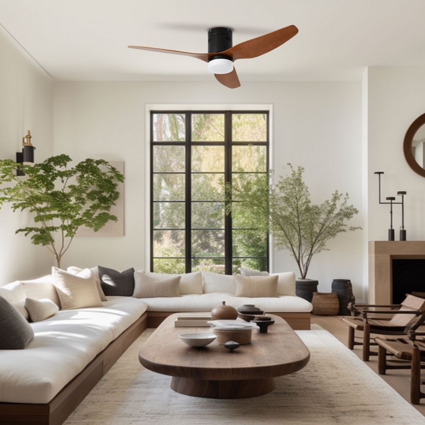 ZEVENTI - LED стельовий вентилятор PADUA LED/18W/230V 3000/4000/6000K Wi-Fi Tuya чорний/коричневий + пульт дистанційного керування