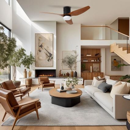 ZEVENTI - LED стельовий вентилятор PADUA LED/18W/230V 3000/4000/6000K Wi-Fi Tuya чорний/коричневий + пульт дистанційного керування