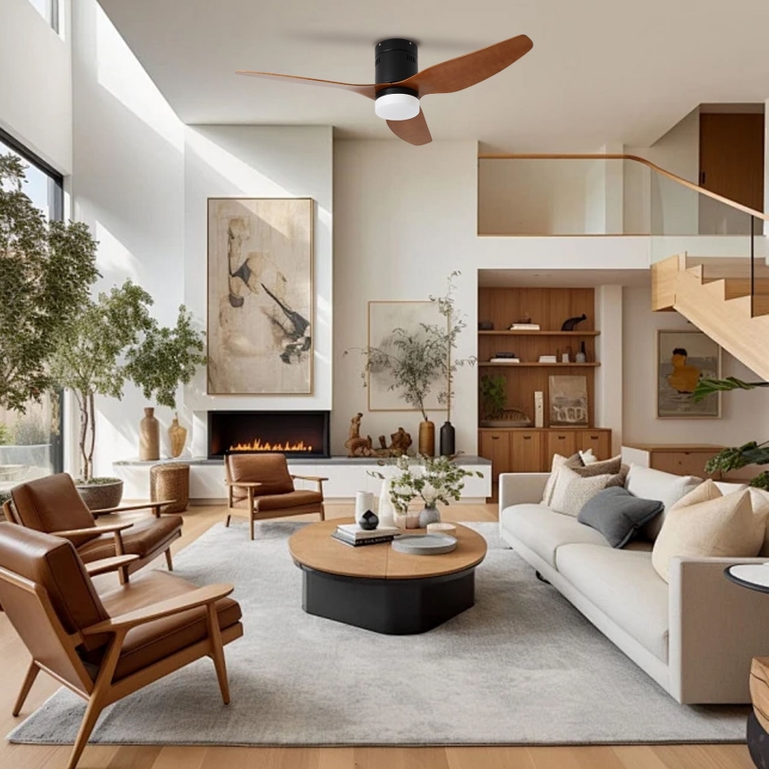 ZEVENTI - LED стельовий вентилятор PADUA LED/18W/230V 3000/4000/6000K Wi-Fi Tuya чорний/коричневий + пульт дистанційного керування