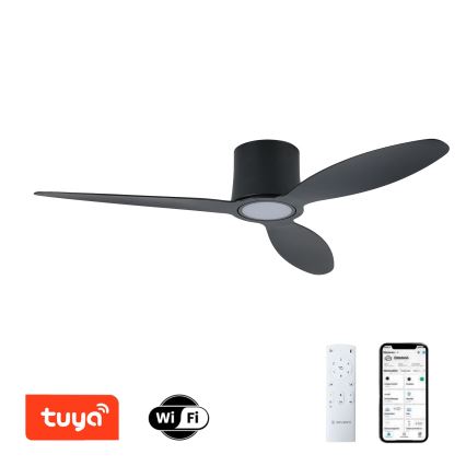 ZEVENTI - світлодіодний стельовий вентилятор із димуванням VENTORA LED/24W/230V 3000/4000/6000K Wi-Fi Tuya чорний + пульт дистанційного керування