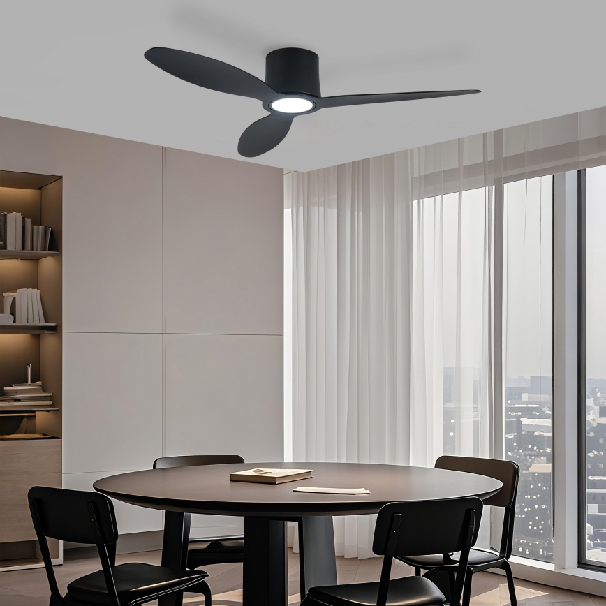 ZEVENTI - світлодіодний стельовий вентилятор із димуванням VENTORA LED/24W/230V 3000/4000/6000K Wi-Fi Tuya чорний + пульт дистанційного керування
